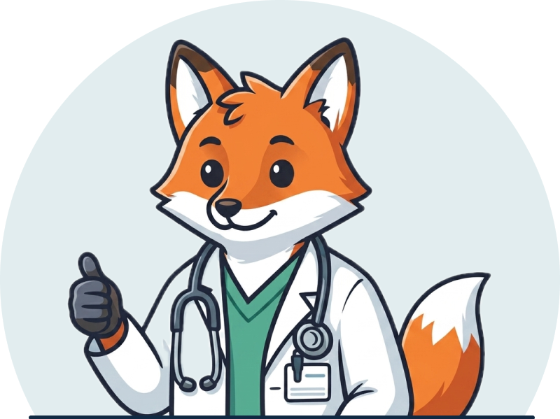 Dr. Kibbs Fox Mascot